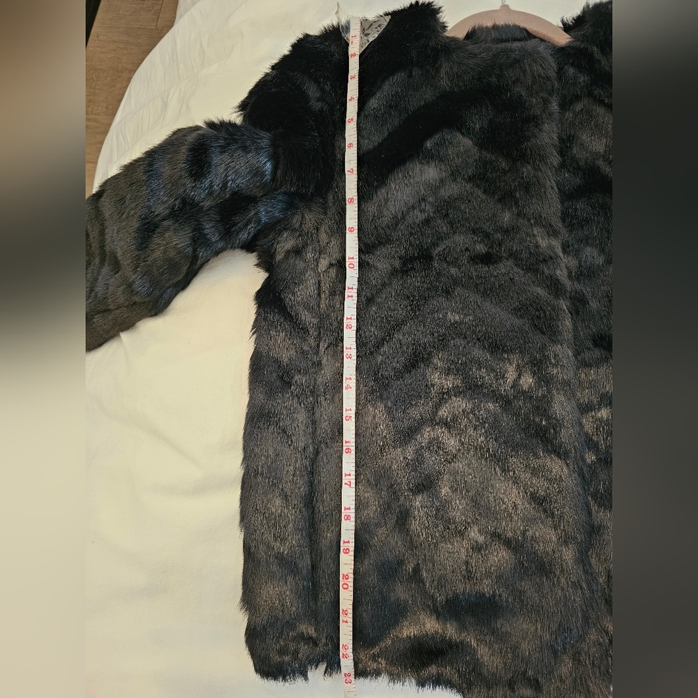 H&M Ladies Faux Fur Jacket Black XS - Picture 7 of 9